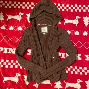 Brown Cable Knit Hoodie